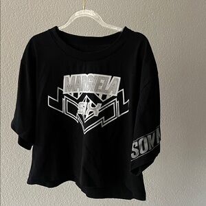 Black Margiela Graphic Motocross Cropped T-Shirt
